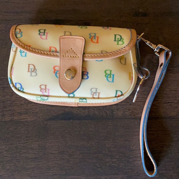 Vintage Dooney & Bourke Signature Rainbow Monogram Wristlet/Clutch - Picture 1 of 14